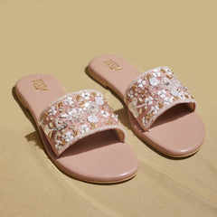 KAINAT SLIDER Pink Floral Hand-Embroidered  | Customizable