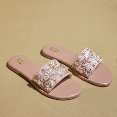 KAINAT SLIDER Pink Floral Hand-Embroidered  | Customizable