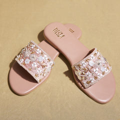 KAINAT SLIDER Pink Floral Hand-Embroidered  | Customizable