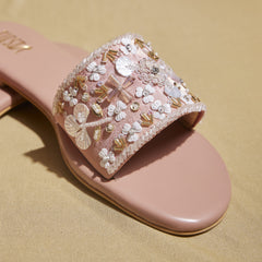 KAINAT SLIDER Pink Floral Hand-Embroidered  | Customizable