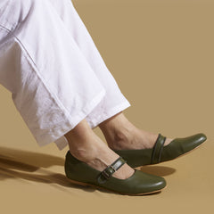 Olive Green Ballerinas – Trendy Flats | GoBasic |Customisable