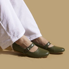 Olive Green Ballerinas – Trendy Flats | GoBasic |Customisable