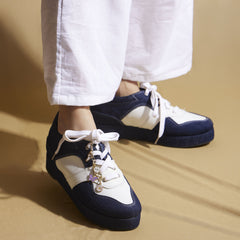 Denim Platform Sneakers – 1 to 1.5 Inch Heel with Charm Chain |Customisable