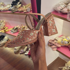 Peachy Petals – 3.5 Inch Block Heel | Tiesta Shoes