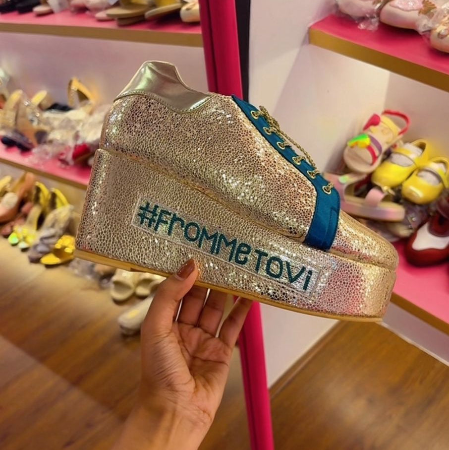 Golden 3.5 Inch Custom Wedge Sneaker | Tiesta Shoes