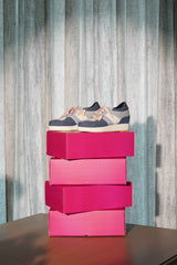 Denim Platform Sneakers – 1 to 1.5 Inch Sole with Pink Laces & Butterfly Detail | Playful & Customisable