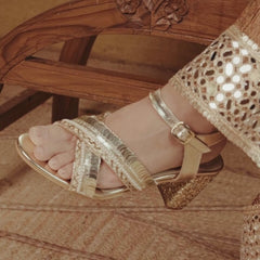 Gold Poppy Bridal Block Heels