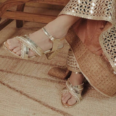 Gold Poppy Bridal Block Heels