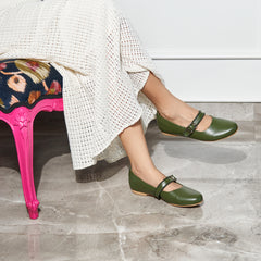 Olive Green Ballerinas – Trendy Flats | GoBasic |Customisable