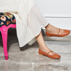 Custom Tan Ballerinas – Trendy Flats | GoBasic