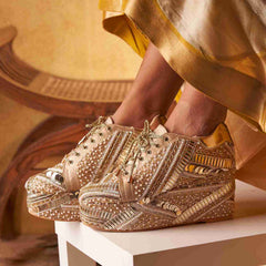 POPPY- Dark Gold Bridal Platform Sneakers