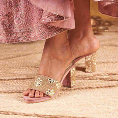 Blush Mirror Bloom Block Heels