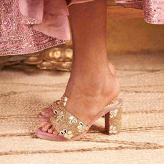 Blush Mirror Bloom Block Heels