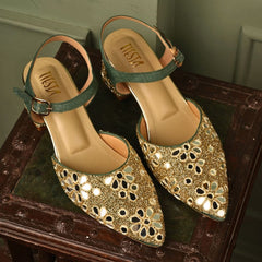 Custom Green mirror block heels