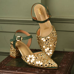 Custom Green mirror block heels