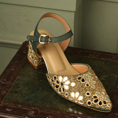 Custom Green mirror block heels