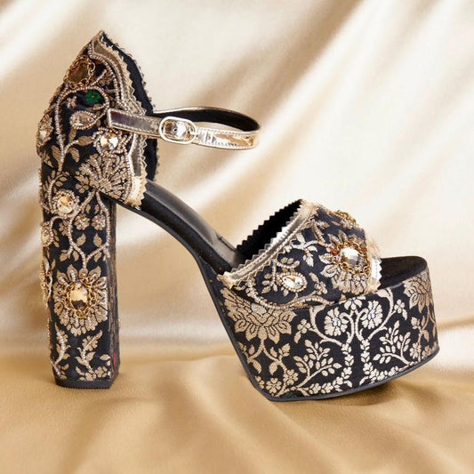 Kali - Ivory Glitter Chunky Platform Bridal Shoes - Charlotte Mills –  Charlotte Mills US