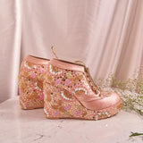 Customizable Pastel colour 4-Inch Embroidered Sneaker Wedges | Lightweight & Cushioned for Comfort