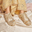 POPPY- Gold Bridal Sneaker Platform Wedges | Tiesta Shoes