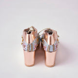 Rose Gold AND Blue  Embroidered Bridal Sneaker Wedges - Customized Wedding Shoes