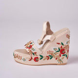 Customizable Hand-Embroidered Wedges for Festive &amp; Bridal Wear | Lightweight, Cushioned.