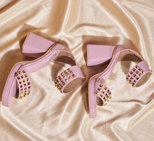 Stellar Lavender Studded Block Heels