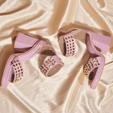 Stellar Lavender Studded Block Heels