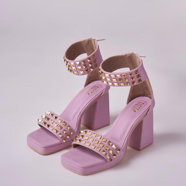 Stellar Lavender Studded Block Heels