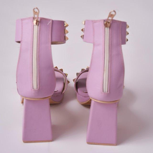 Stellar Lavender Studded Block Heels