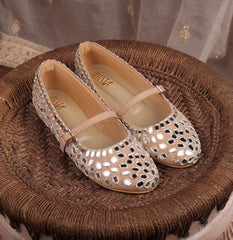 Aaina- Beige Mirror Work Ballerinas