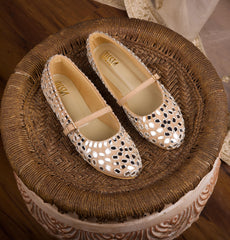 Aaina- Beige Mirror Work Ballerinas