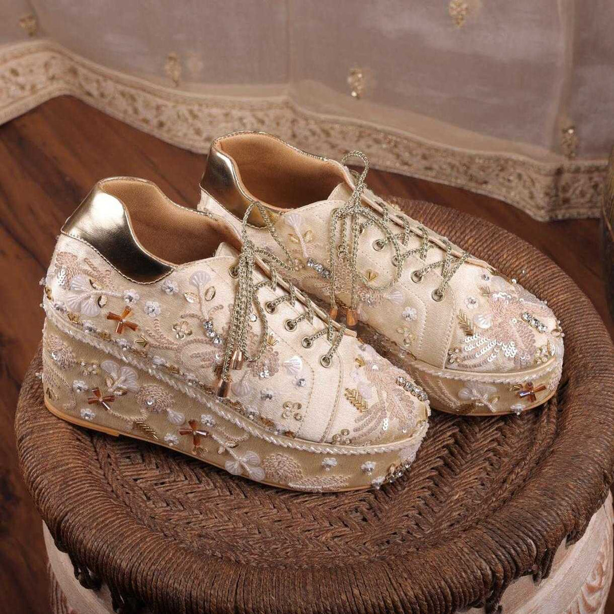 Gold Kainat Bridal Platform Sneakers