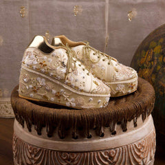 Gold Kainat Bridal Platform Sneakers