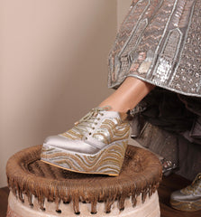 Swirl - 4 Inch Grey Sneaker Wedges