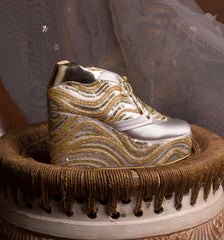 Swirl - 4 Inch Grey Sneaker Wedges