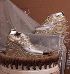 Swirl - 4 Inch Grey Sneaker Wedges