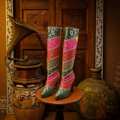 Brocade High Boots