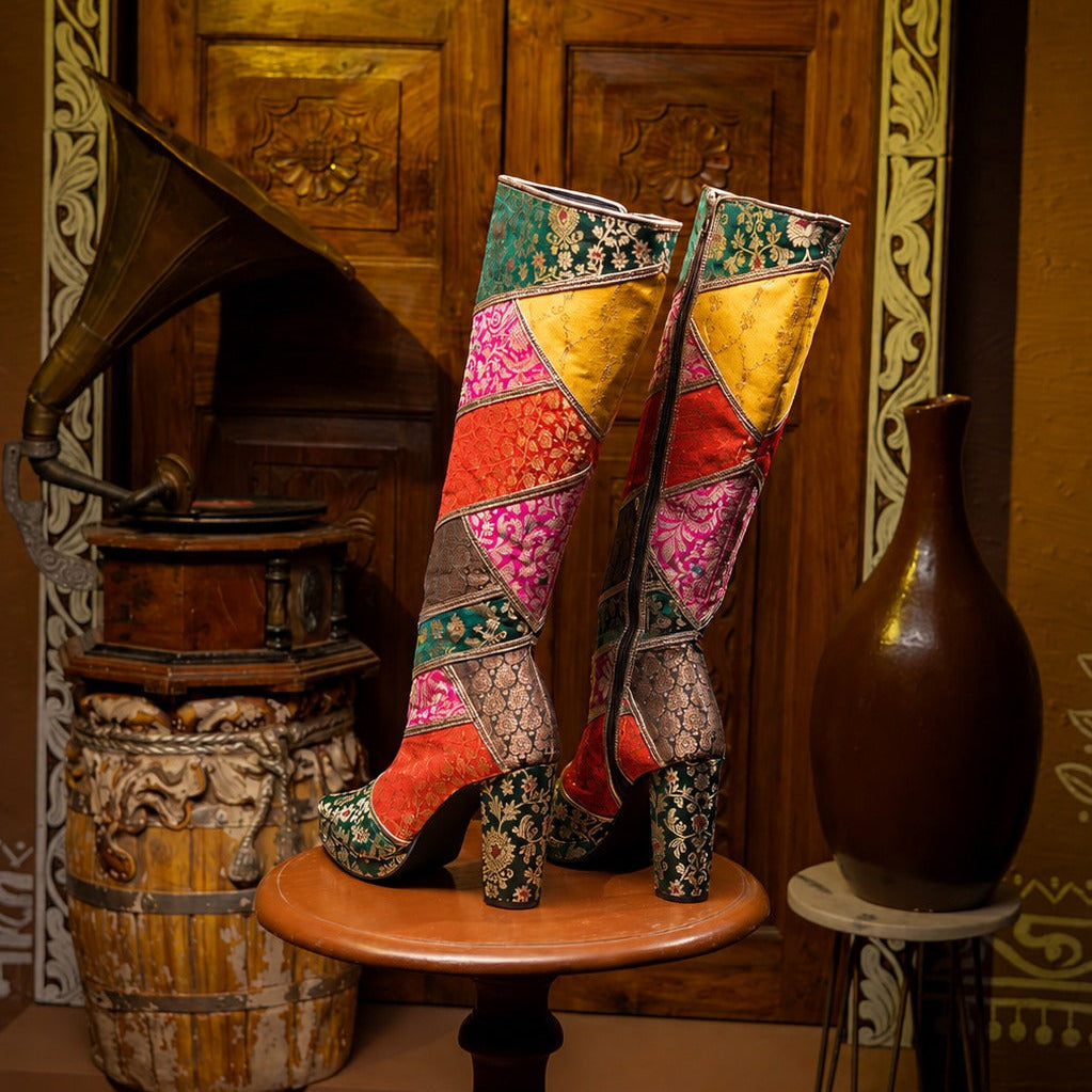 Brocade High Boots