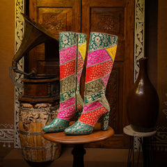 Brocade High Boots