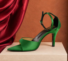 Custom Green Satin Heels