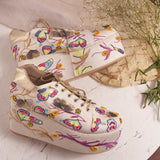 Butterfly Neon Beaded Sneakers – Fully Cushioned Platform shoes (White)