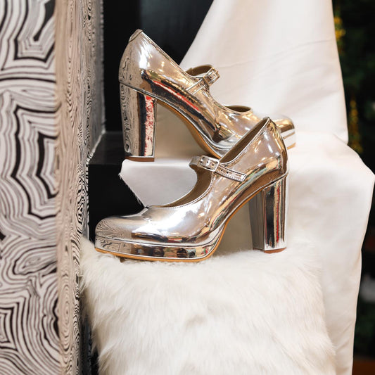 Silver Ankle Strap Block Heel Dress Sandals | eBay