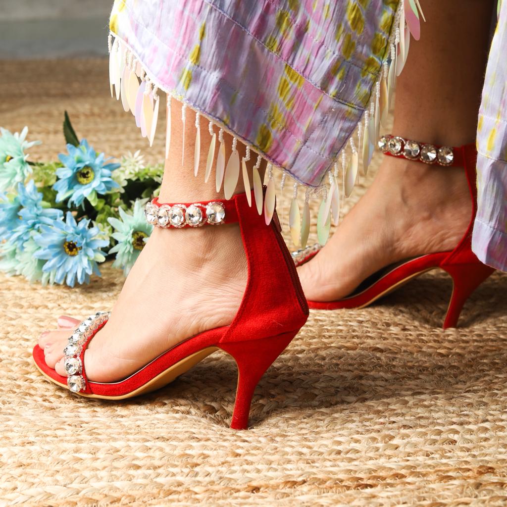 Ankle Strap Sandal Heel - Rose Gold