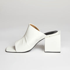 Square Block Heels (White)