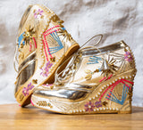 Floral Gold Bridal Sneaker Wedges - Customized Wedding Shoes – Tiesta Store